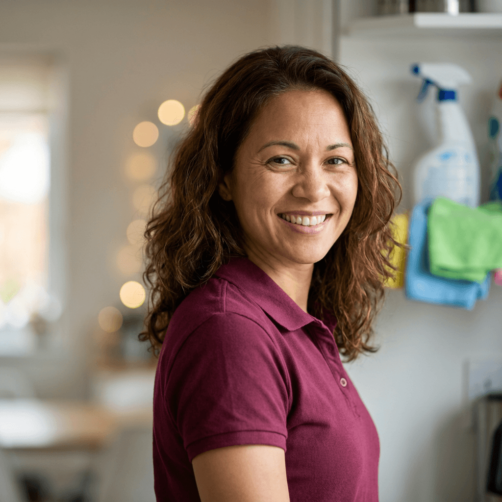 Melissa Hart smiling in her kitchen