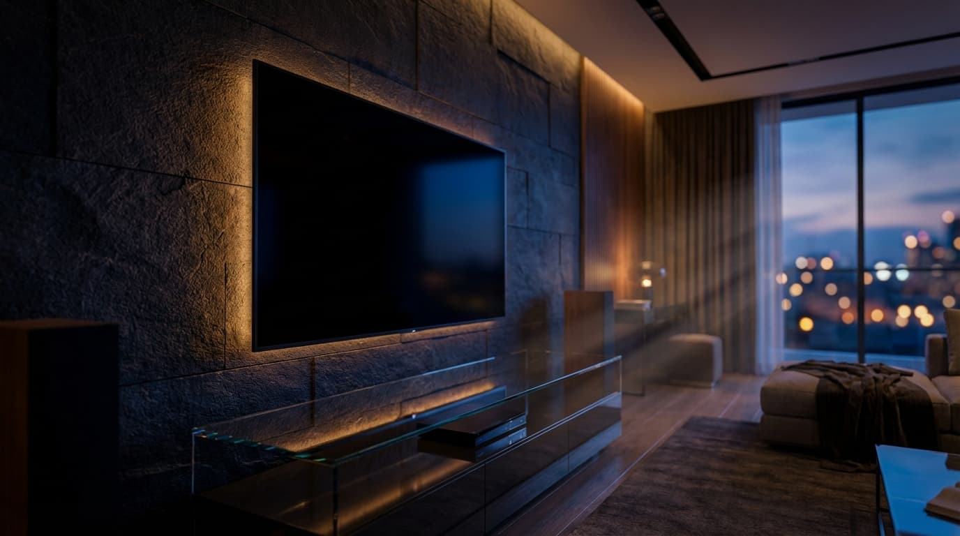 Recessed lighting completed in a home theater