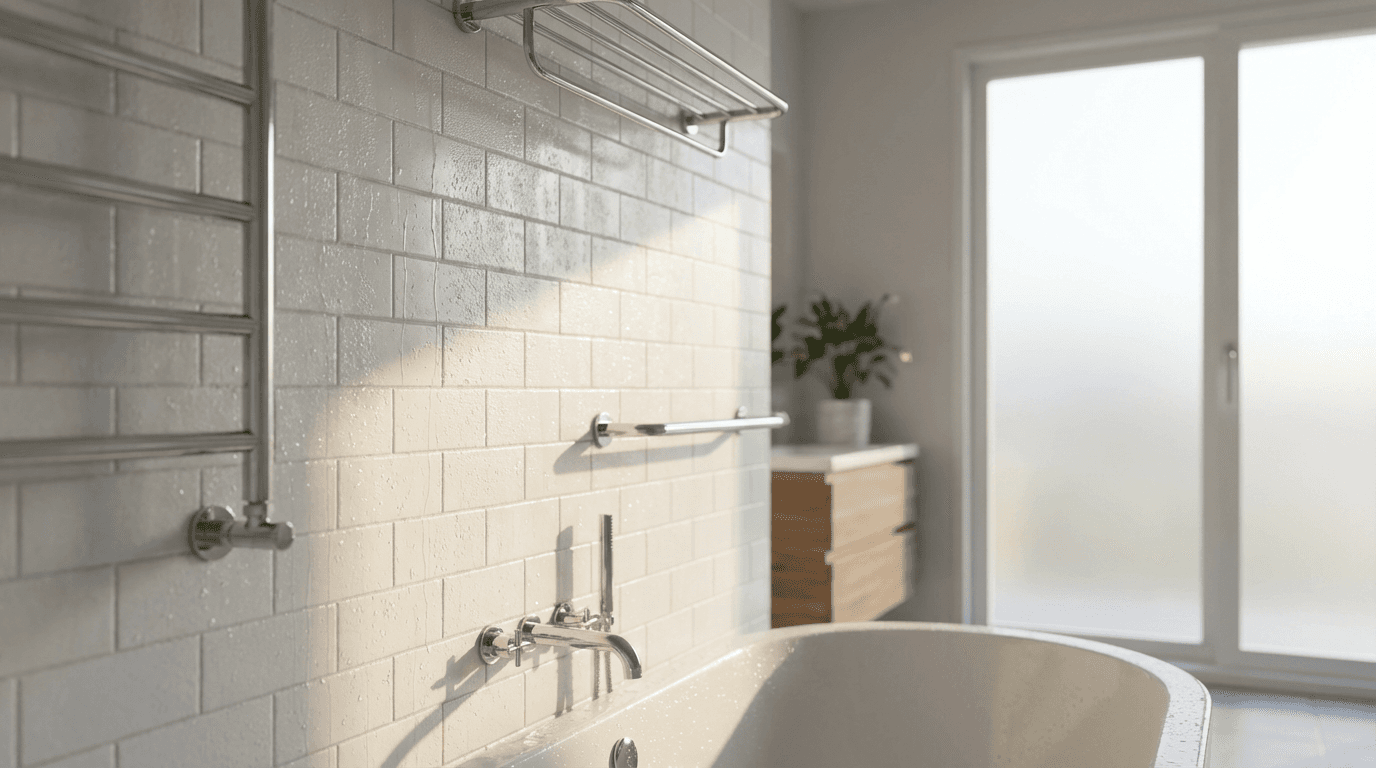 Dimmable vanity lighting finished in a bathroom remodel